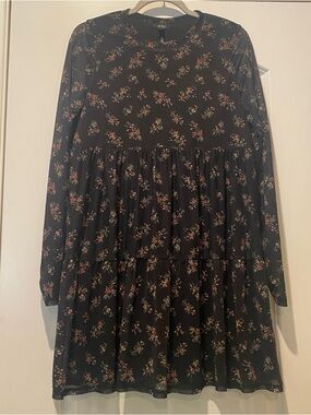 Dress, Floral Tiered Long-Sleeve